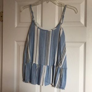 Blue and white flowy tank top